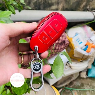 Bao da móc khoá, bọc ốp chìa khoá xe ô tô Huyndai Santafe 19-20, Kona, Accent 18-20