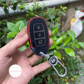 Bao da móc khoá, bọc ốp chìa khoá xe ô tô Huyndai Santafe 19-20, Kona, Accent 18-20