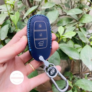 Bao da móc khoá, bọc ốp chìa khoá xe ô tô Huyndai Santafe 19-20, Kona, Accent 18-20
