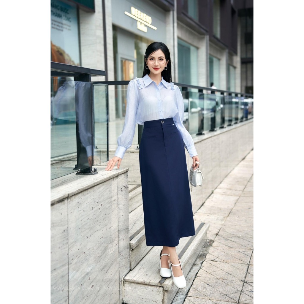Chân Váy Suông Dài Khóa Trước, Có Lót Váy_Dài 90cm_Chất Liệu Vitex Cao Cấp_Chân Váy Công Sở_CV63
