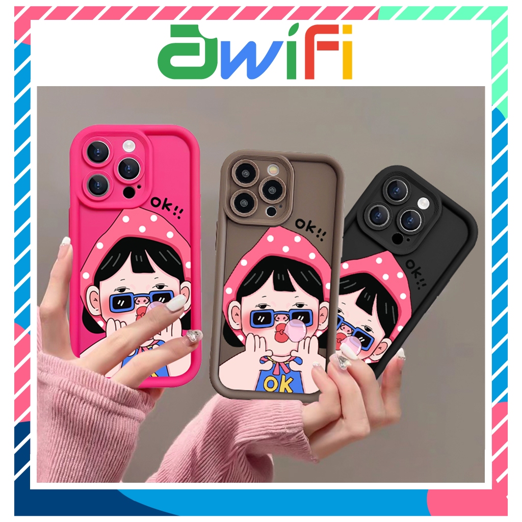 Ốp lưng iphone camera viền cao girl ok 6/6s/6plus/7/8/plus/x/xs/11/12/13/14/15/pro/max/plus/promax - Awifi Case S1-1
