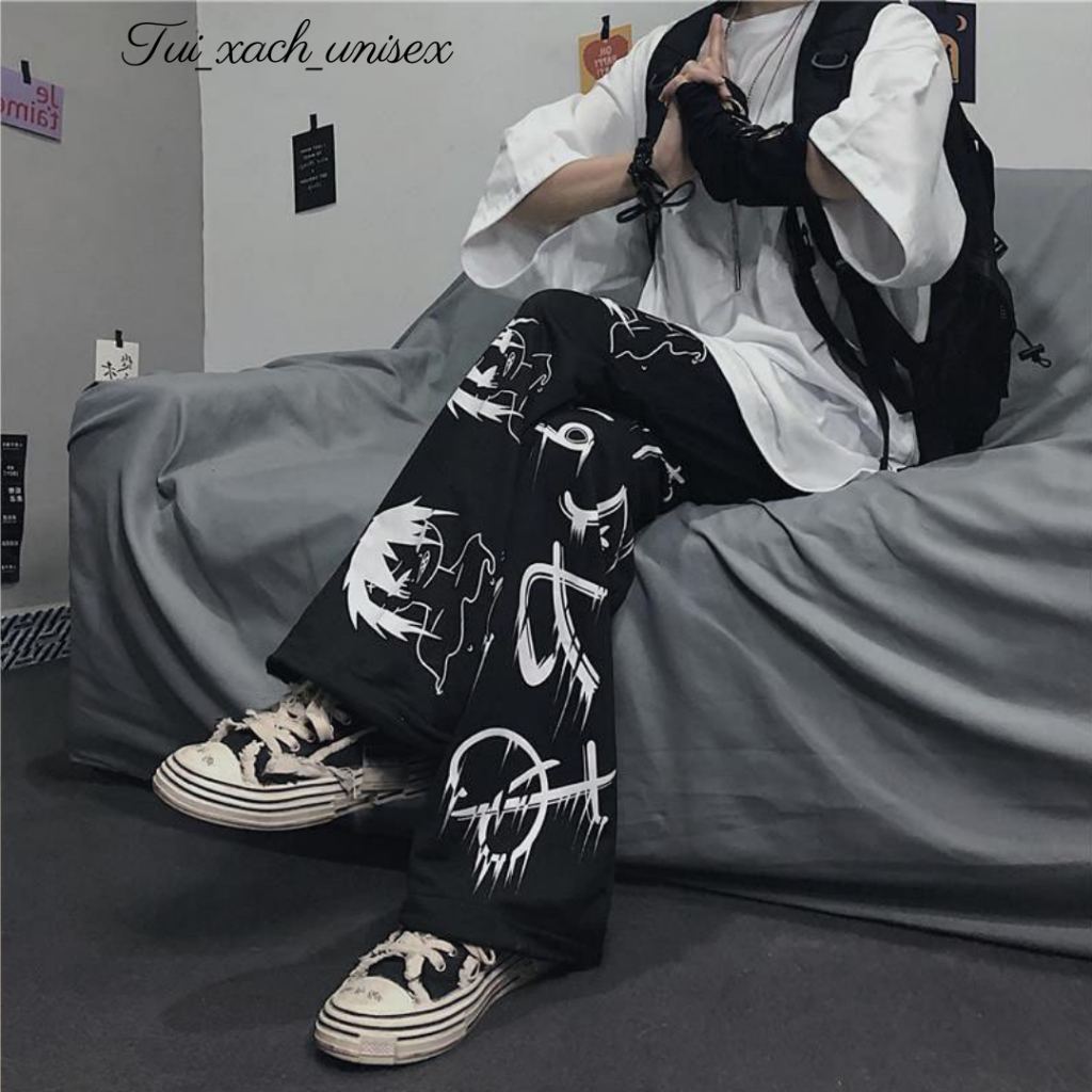 Quần jogger nam thể thao đẹp Unisex ống rộng, chất thun nỉ dày dặn Họat Hình Ống Rộng - Unisex L1