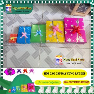 HỘP QUÀ CHỮ NHẬT GIẤY KIẾNG DẸP ĐỦ SIZE LOẠI DÀY + TẶNG KÈM NƠ - HỘP GÓI QUÀ GIẤY KIẾNG QUÁ ĐẸP
