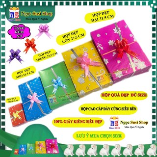 HỘP QUÀ CHỮ NHẬT GIẤY KIẾNG DẸP ĐỦ SIZE LOẠI DÀY + TẶNG KÈM NƠ - HỘP GÓI QUÀ GIẤY KIẾNG QUÁ ĐẸP