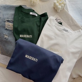 áo thun phông nữ nam form to rộng KONOVA in chữ MASERATI chất liệu cotton khô dày dặn