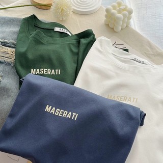 áo thun phông nữ nam form to rộng KONOVA in chữ MASERATI chất liệu cotton khô dày dặn