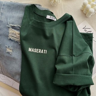 áo thun phông nữ nam form to rộng KONOVA in chữ MASERATI chất liệu cotton khô dày dặn