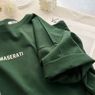 áo thun phông nữ nam form to rộng KONOVA in chữ MASERATI chất liệu cotton khô dày dặn