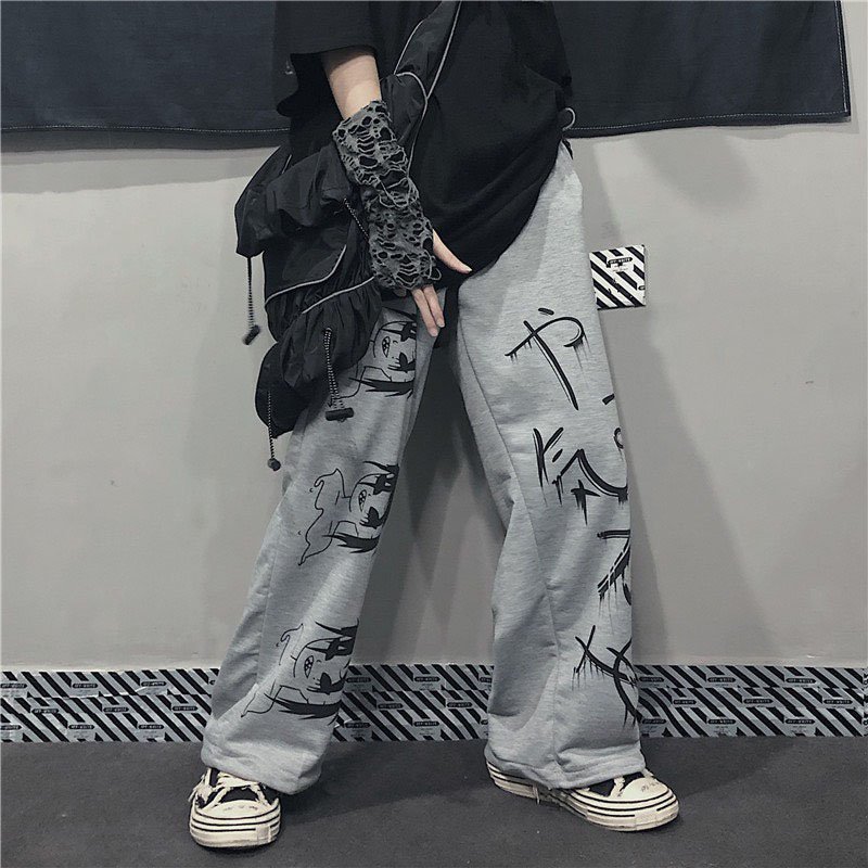 Quần jogger nam thể thao đẹp Unisex ống rộng, chất thun nỉ dày dặn Họat Hình Ống Rộng - Unisex L1