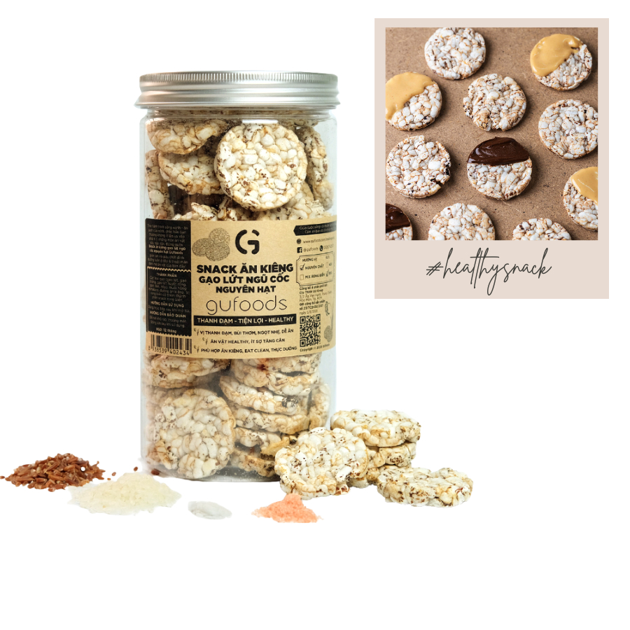 Ảnh Snack ăn kiêng gạo lứt ngũ cốc nguyên hạt GUfoods - Thanh đạm, Tiện lợi, Phù hợp Eat clean (80g/100g/200g) 1