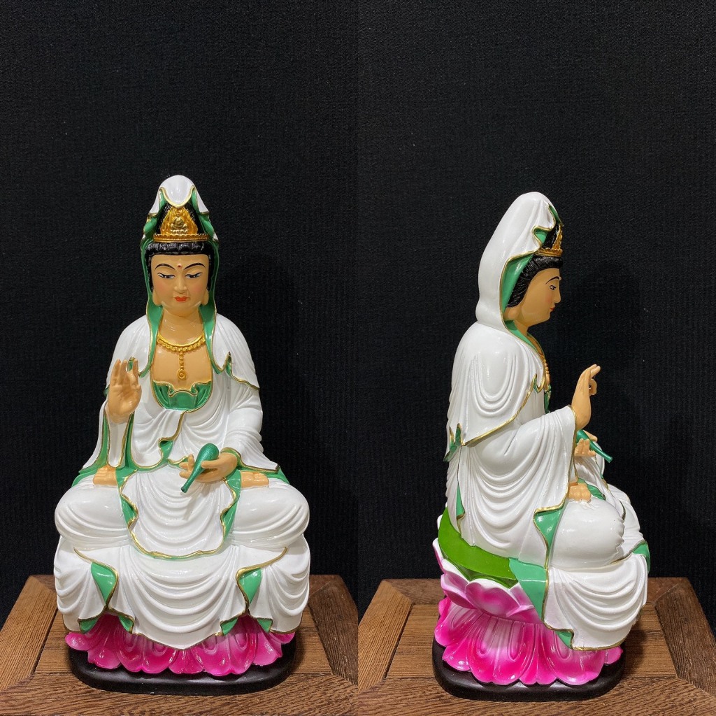 Tượng Quan Thế Âm Bồ Tát Ngồi Toà Sen Cao 18cm Nhiều Màu | Shopee Việt Nam