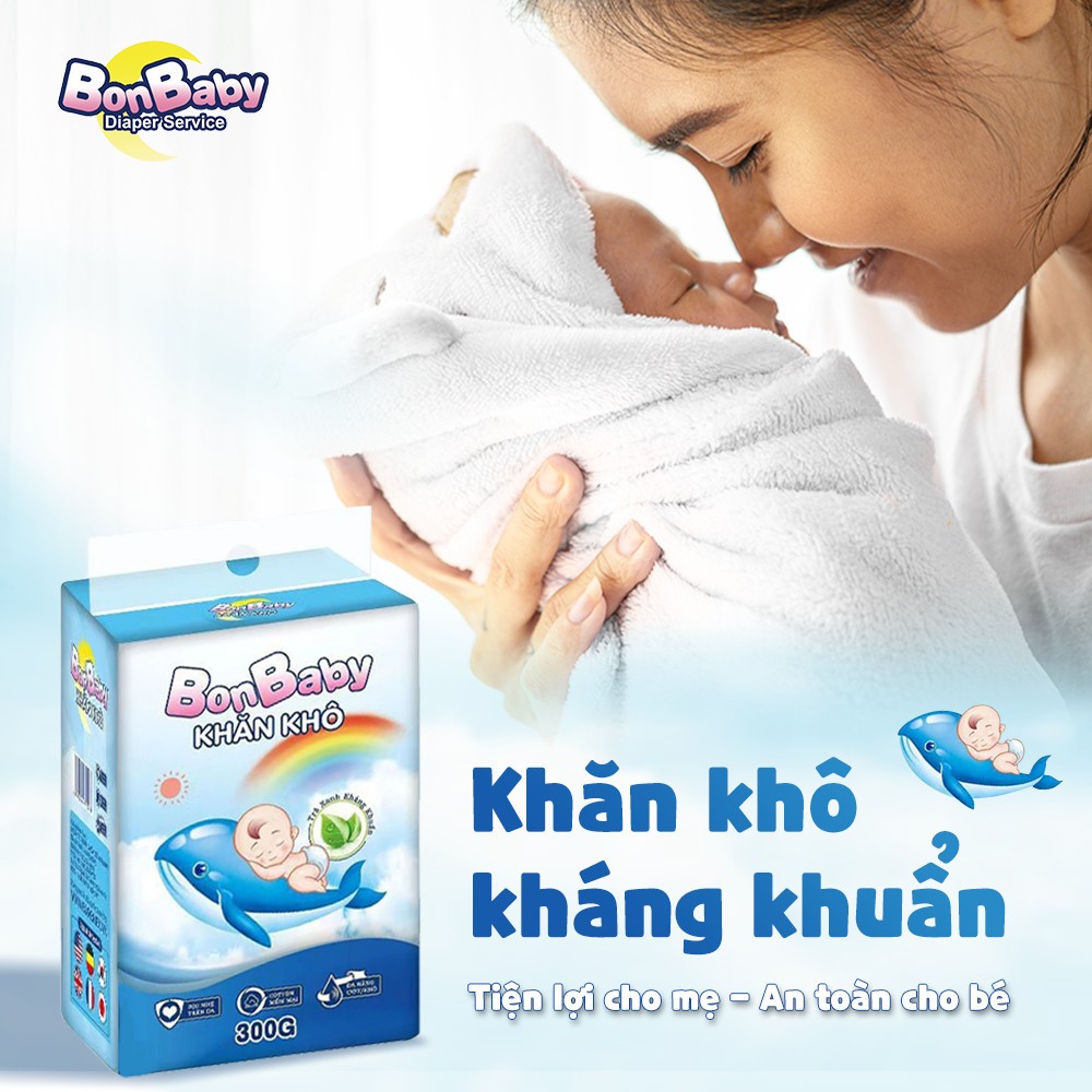 Combo 6 Gói Khăn Khô Đa Năng - Diệt Khuẩn Nano Bonbaby Dùng Thay Khăn Sữa  An Toàn Cho Bé 180 Tờ/300g