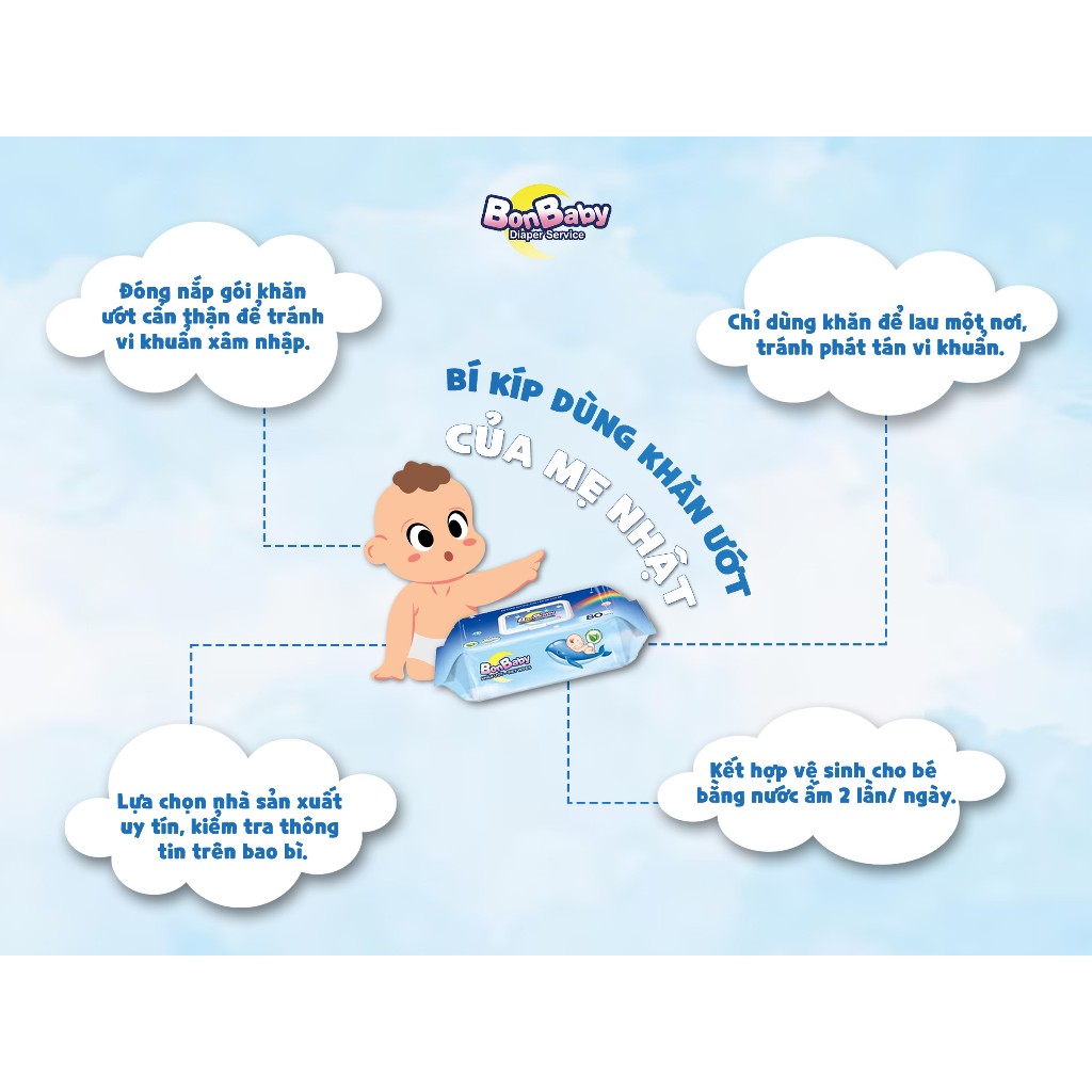 Bí quyết dùng khăn ướt Bonbaby của mẹ Nhật | Tã bỉm Bonbaby, Bỉm Bonbaby UK, Bỉm Bonbaby Cá Heo