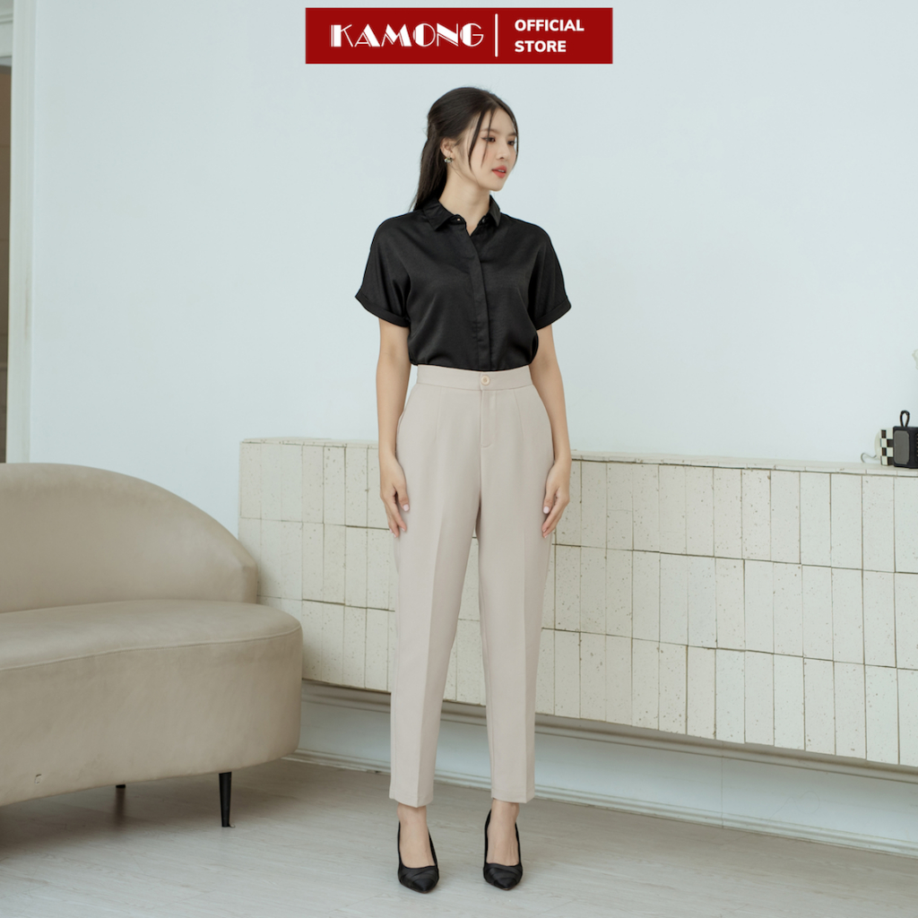 Ảnh Quần baggy nữ KAMONG cạp cao kiểu dáng quần tây công sở cao cấp Q012 3