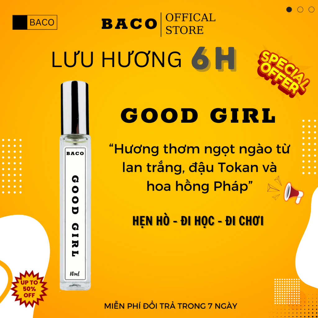 Nước Hoa Nữ Baco Hấp dẫn, Thu hút, Trưởng thành, Gợi Cảm 10ml - Dạng xịt