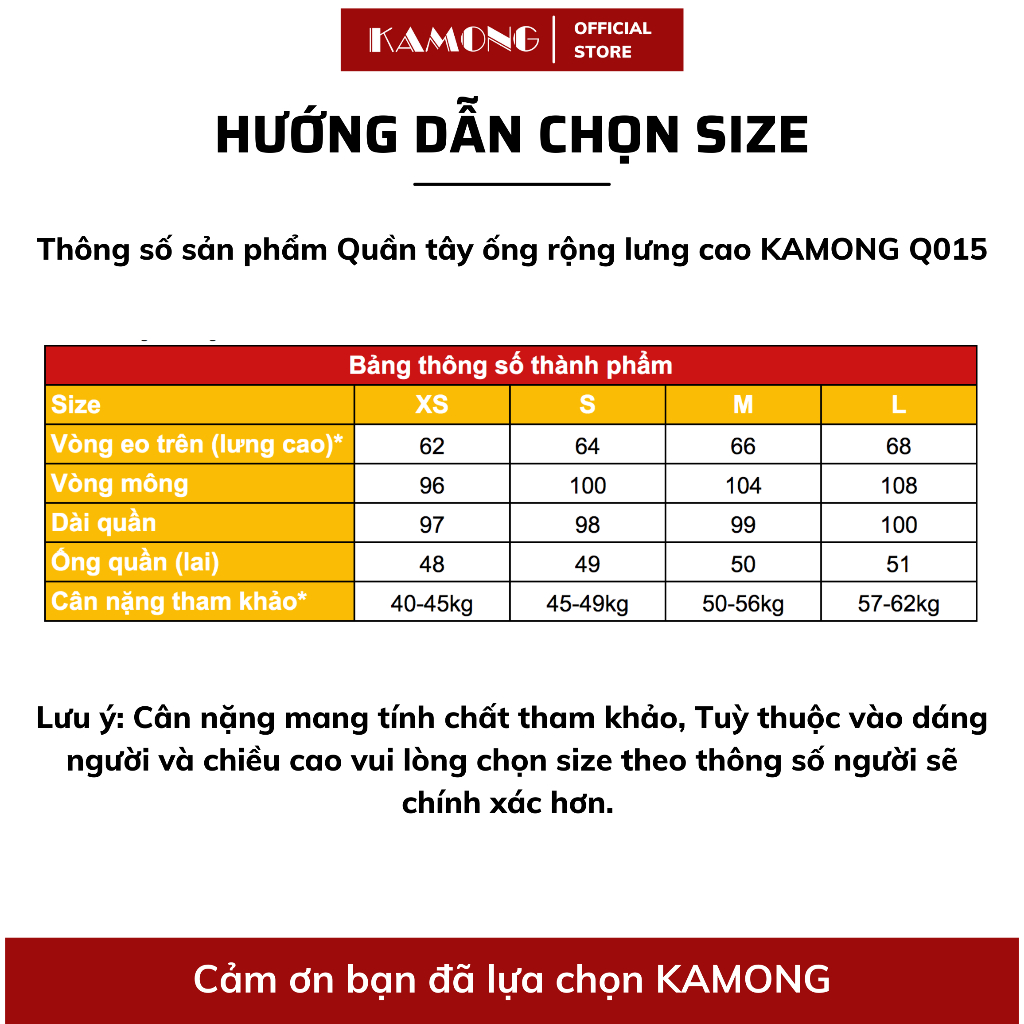 Ảnh Quần ống rộng 1 nút KAMONG dáng quần tây suông culottes công sở Q015 1
