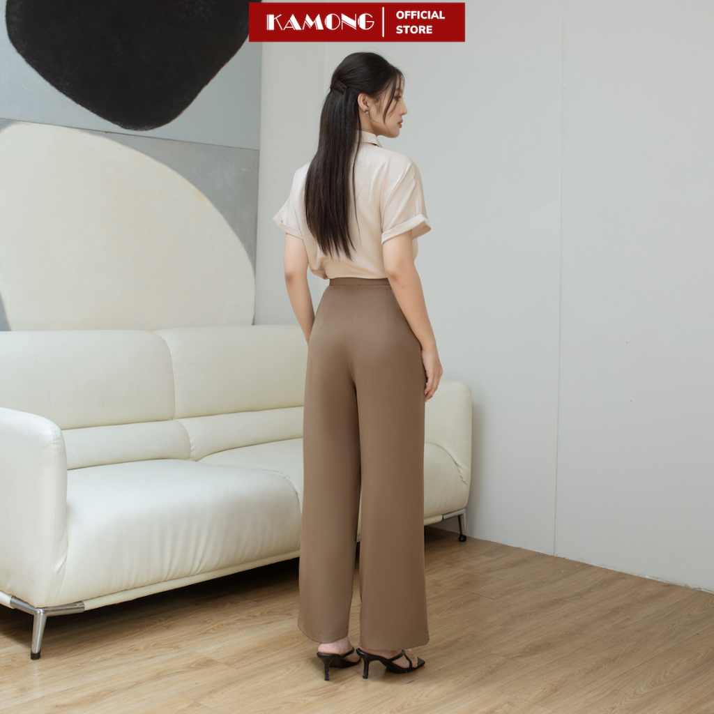 Ảnh Quần ống rộng 1 nút KAMONG dáng quần tây suông culottes công sở Q015 2