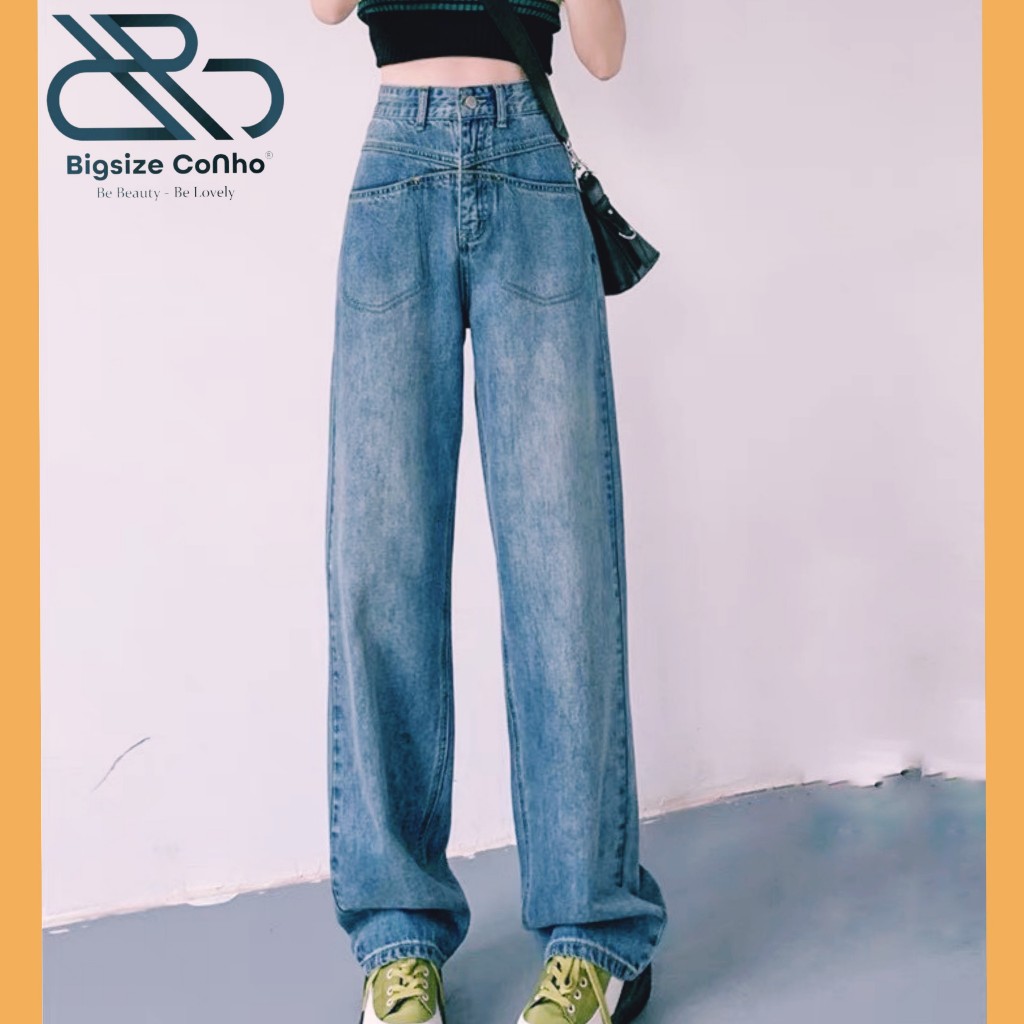 Ảnh Quần jean Bigsize Cô Nhỏ ống suông cạp cao phong cách trẻ trung năng động cho nàng chubby J9 3