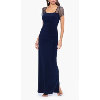 Đầm dạ hội đính cườm xanh navy