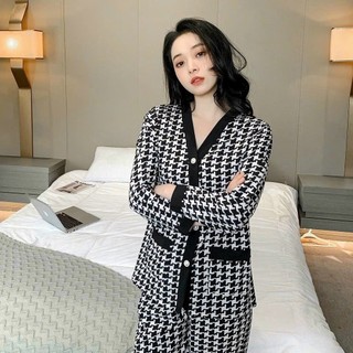 B11 Bộ Đồ Ngủ Nữ Dài Tay Thu Đông Cổ Chữ V,Chất Cotton Lụa Mềm Mại,Thoải Mái Phương Linh Underwear