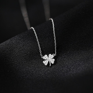 [Hộp Xinh]Dây chuyền SK58 Bạc LoPa dáng bốn lá nhỏ xinh đính đá lấp lánh,dây liền mặt,Bạc LoPa