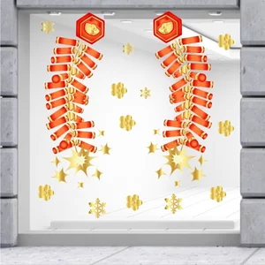 Tranh Dán Tường Trang Trí Tết Dây Đỏ Mừng Tết Trang Trí Phòng Khách, Quán Cafe, Cửa Hàng Quần Áo