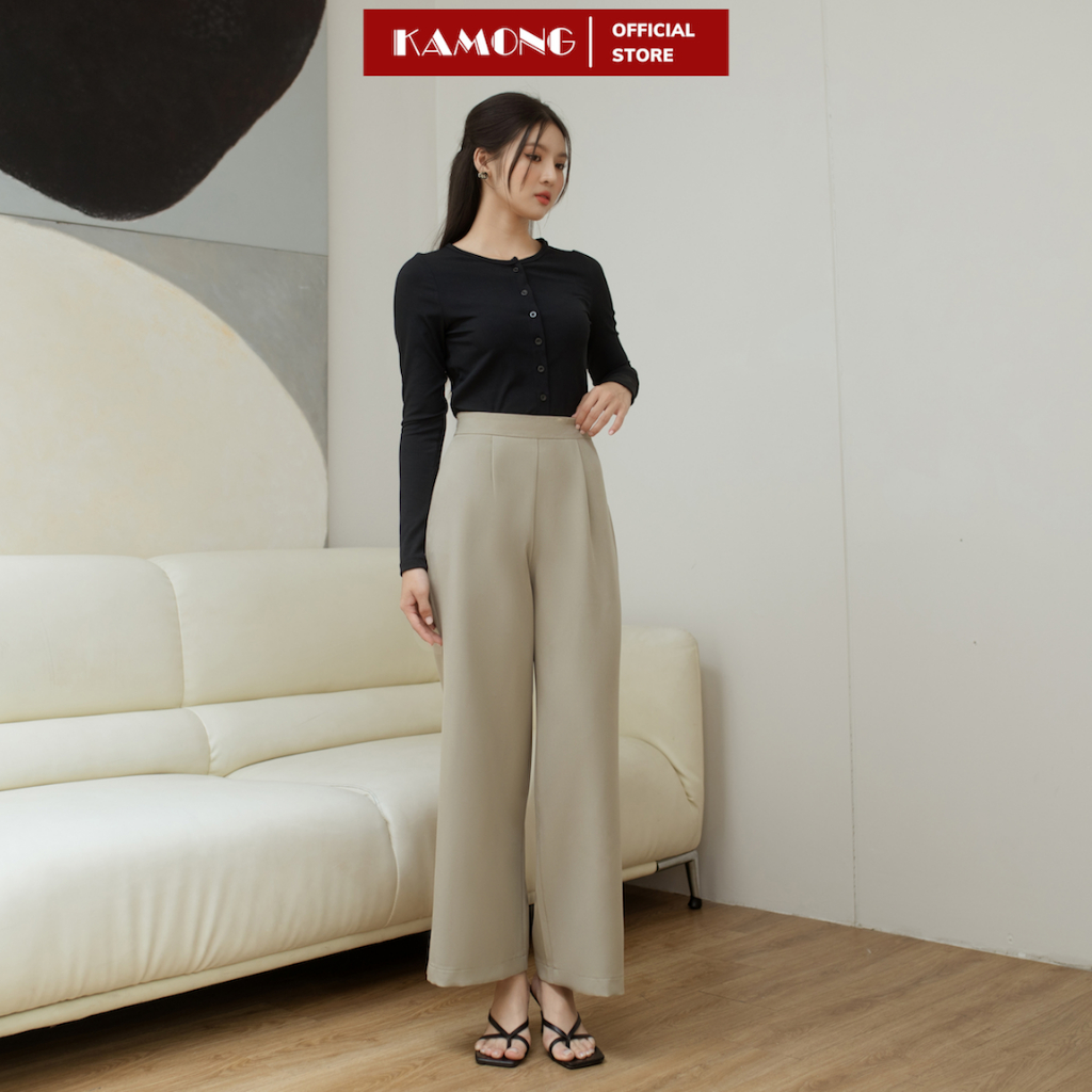 Ảnh Quần tây ống rộng KAMONG dáng suông dây kéo công sở Q016 3