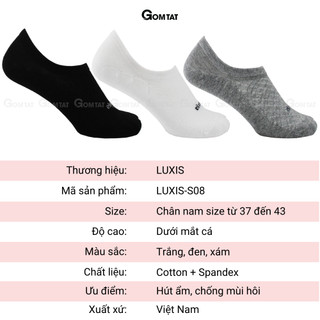Combo 5 đôi tất nam đi giày lười GOMTAT, chất liệu cotton dày dặn thoáng khí, cực êm chân - LUXIS-S08-CB5