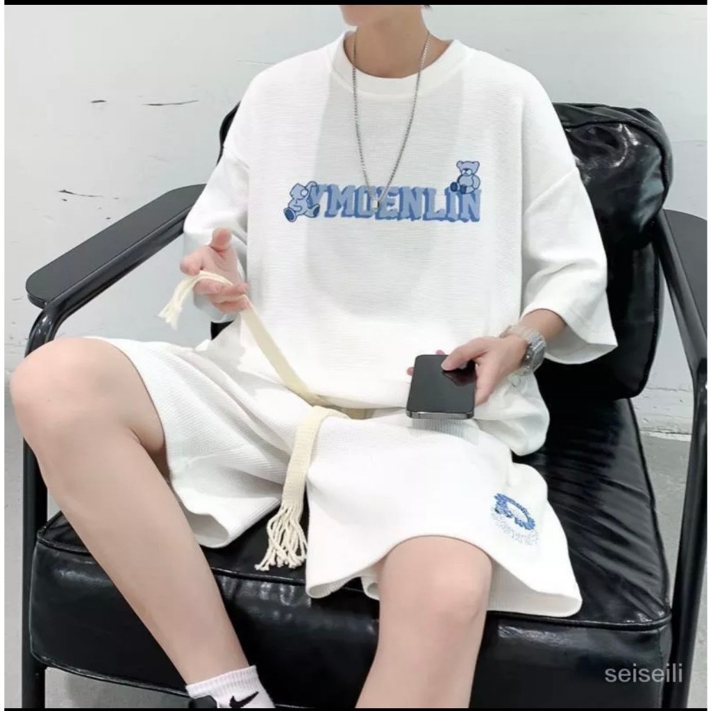 Bộ Phông Hè Thể Thao Cổ Tròn Phối Hoạ Tiết MOENLIN Cá Tính Sành Điệu, Chất Liệu Cotton Mềm Mịn Thấm Hút Mồ Hôi Cực Tốt