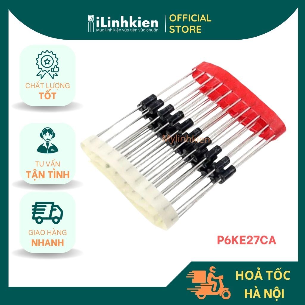 10 Diodes De Protection Transil 27V 600W - Boîtier DO15, Référence P6KE27A, Pour Circuits Électroniques