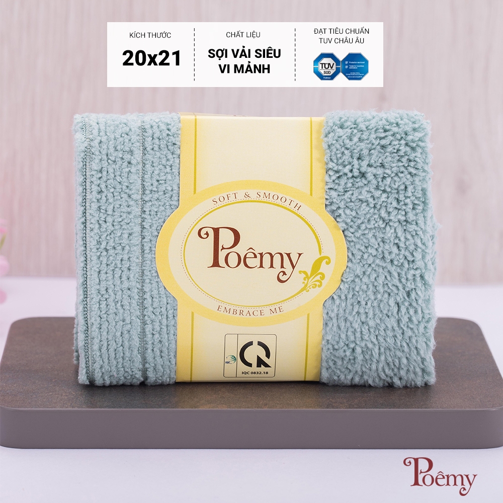 Ảnh Khăn mặt em bé POÊMY SỌC GÂN KT 20x21cm - Đóng 1 cặp 2c cùng mầu 1