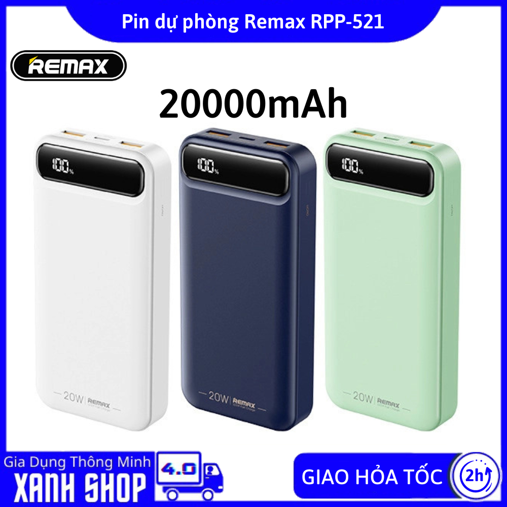 Pin dự phòng sạc nhanh Remax RPP-521 chính hãng, Pin 20000mAh, Sạc ...