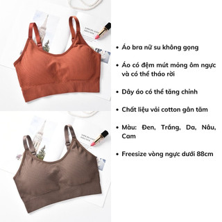 Áo bra nữ tập gym 2 dây gân tăm, áo lót nữ không gọng A09