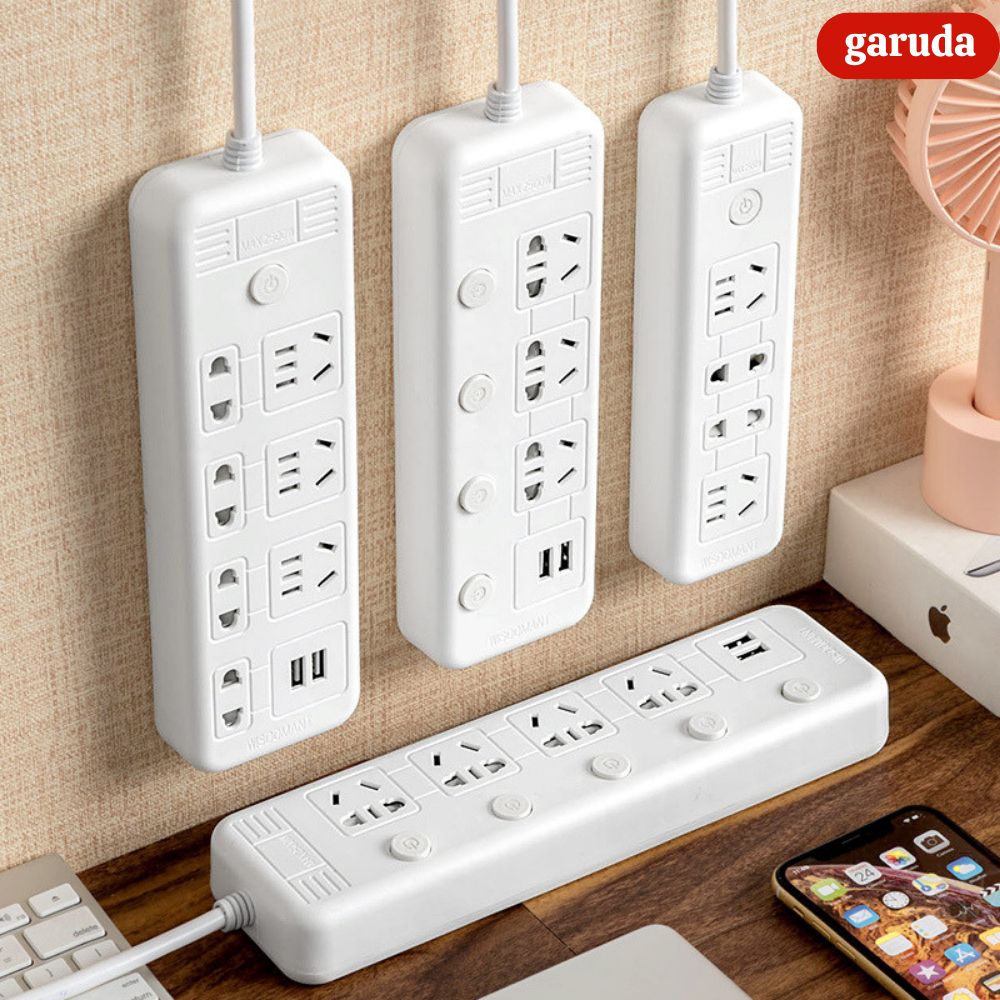 Ổ cắm điện đa năng thông minh GARUDA 2 cổng USB 15v sạc nhanh, chống cháy, ổ chịu tải 2500W, tiết kiệm 30 kilowatt giờ