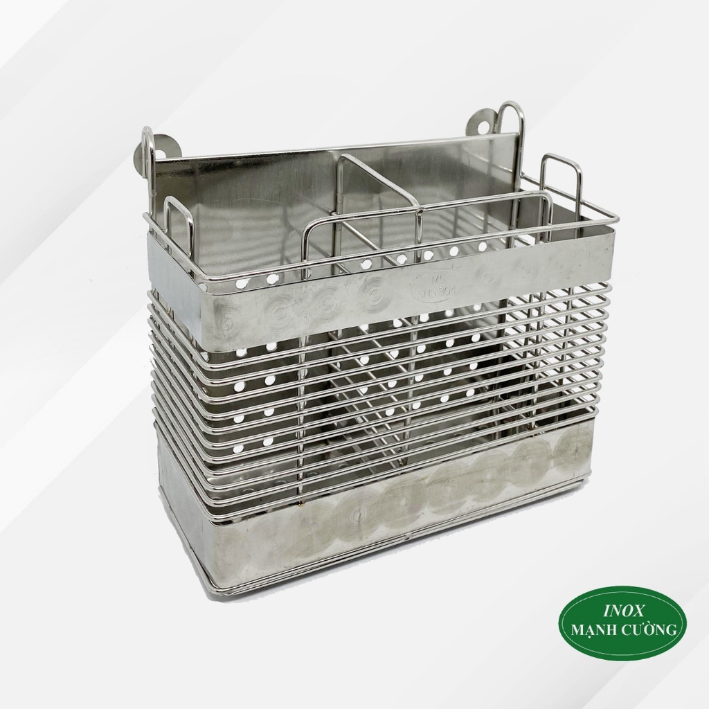 Ống đũa vuông 2 ngăn inox cao cấp - Giỏ đựng muỗng đũa vuông 2 ngăn ...