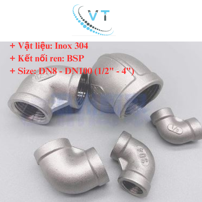 CO REN 90 Độ INOX 304  60mm 76mm,90mm,114mm