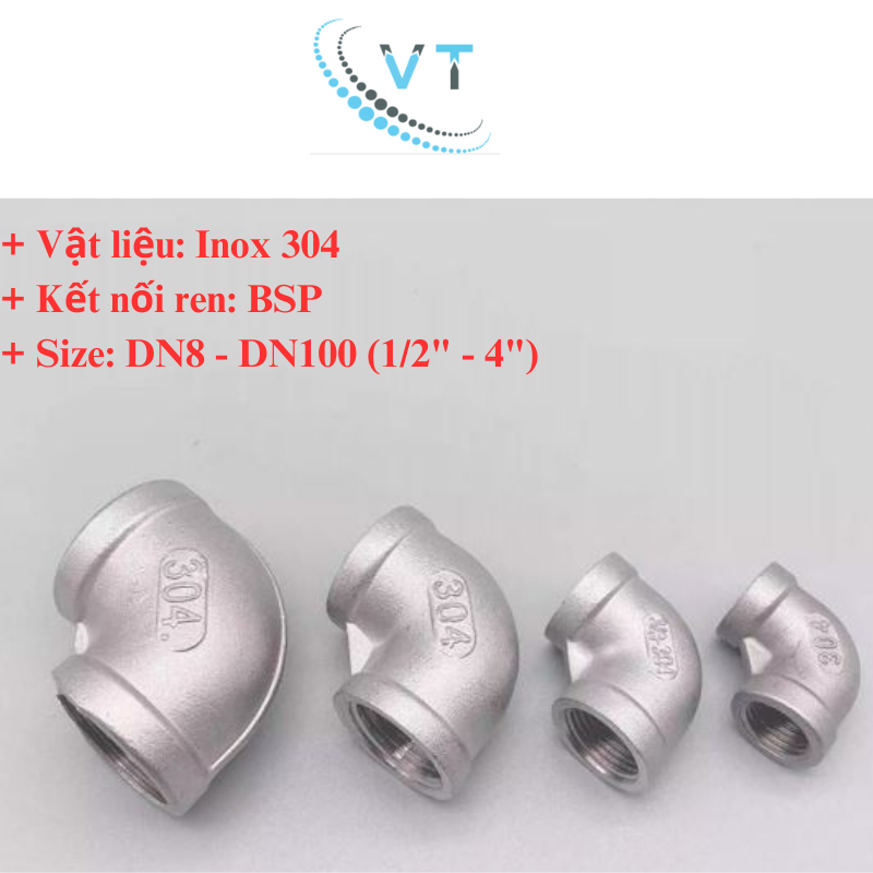 CO REN 90 Độ INOX 304  60mm 76mm,90mm,114mm