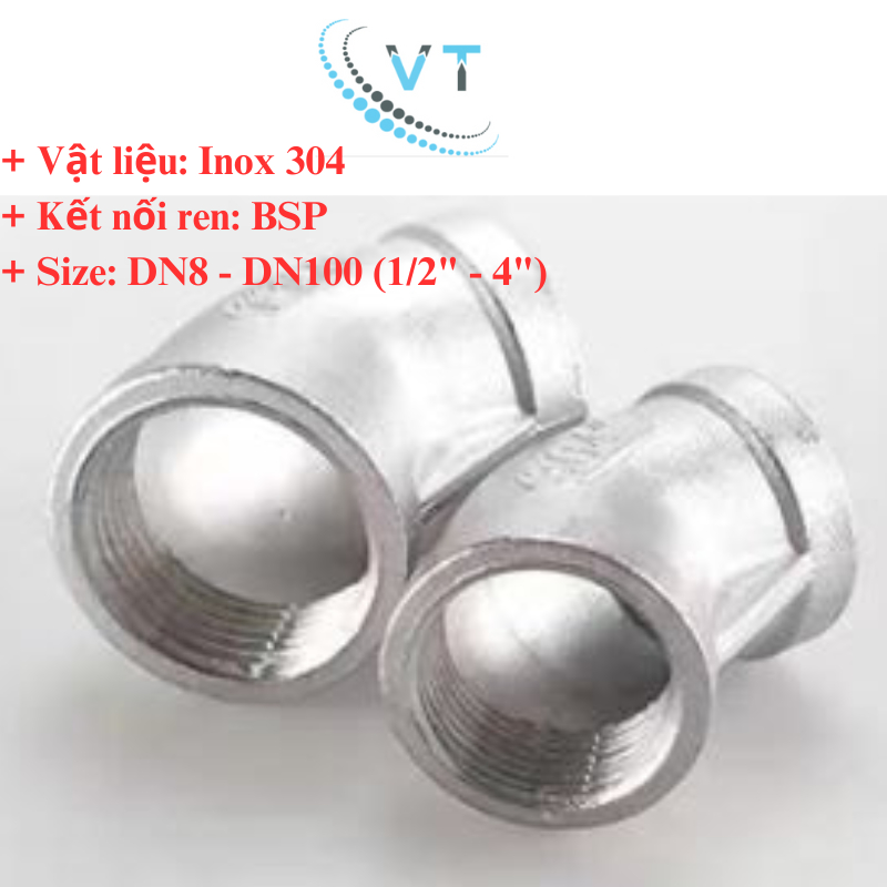 CO REN 45 Độ INOX 304 DN65 - DN80 - DN100, 76mm - 90mm- 114mm