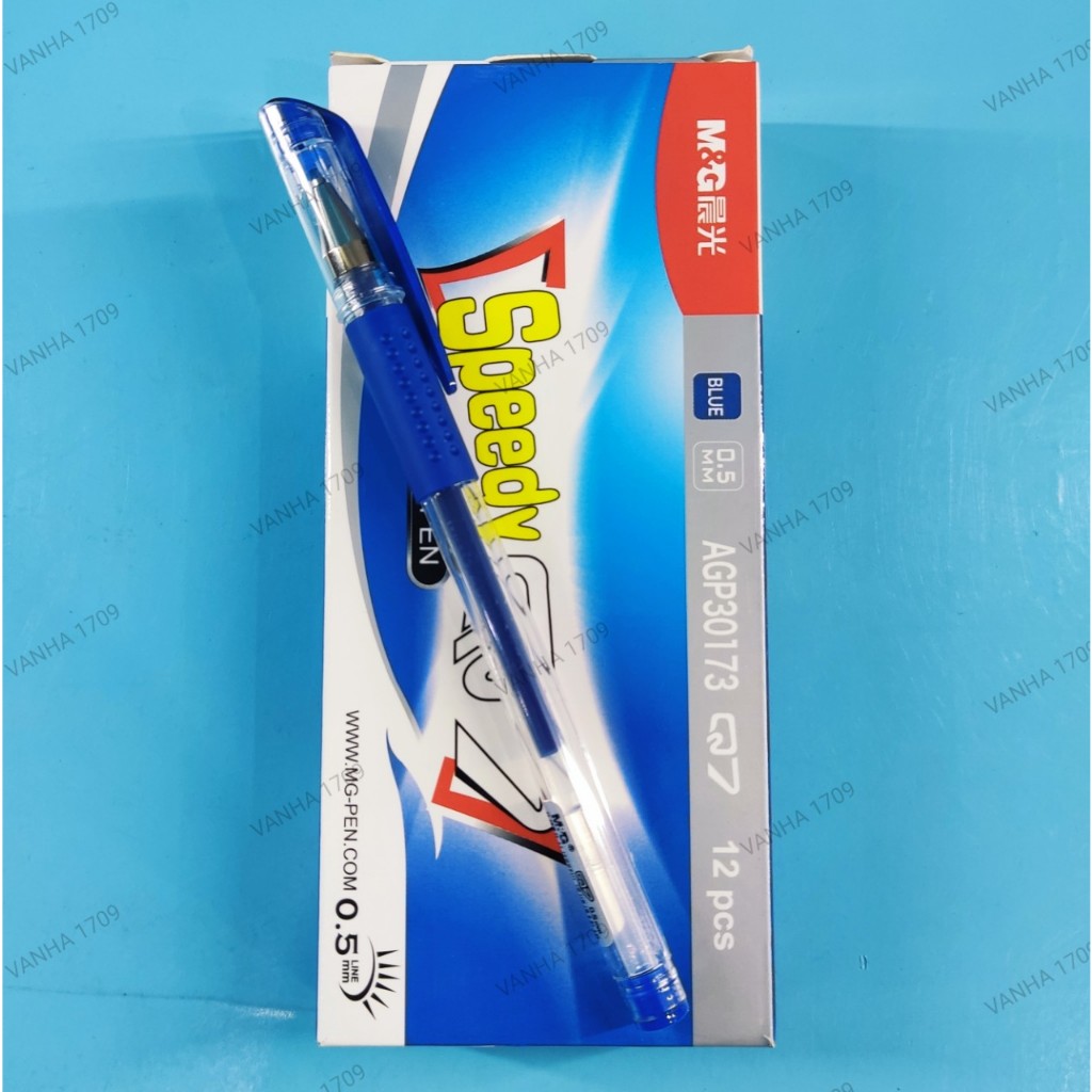 M&G [03 cây] Gel Pen Q7 Bút Bi Mực Nước Nắp Đậy Mực xanh
