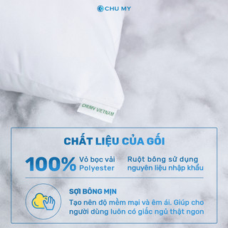 Gối Bông 3D CHU MY - Gối Nằm Khách Sạn Mềm Mại, Đàn Hồi Tốt, Nâng Đỡ Đầu Và Vai Gáy
