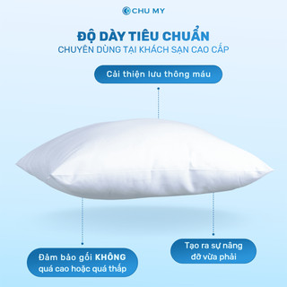 Gối Bông 3D CHU MY - Gối Nằm Khách Sạn Mềm Mại, Đàn Hồi Tốt, Nâng Đỡ Đầu Và Vai Gáy