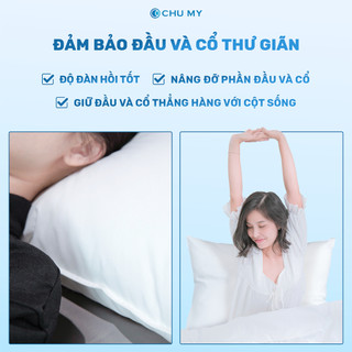 Gối Bông 3D CHU MY - Gối Nằm Khách Sạn Mềm Mại, Đàn Hồi Tốt, Nâng Đỡ Đầu Và Vai Gáy