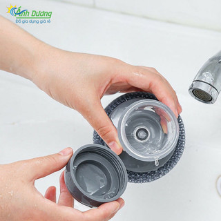 Cọ rửa xoong nồi, cọ rửa bát có bình chứa xà phòng dạng nhấn tiện lợi