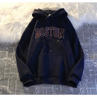 Áo hoodie nữ nam khoác nỉ unisex KONOVA chất liệu nỉ bông dày dặn có mũ in chữ BOSTON