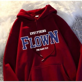 Áo hoodie nữ nam unisex chất liệu nỉ bông dày dặn KONOVA có mũ in chữ FLOWN