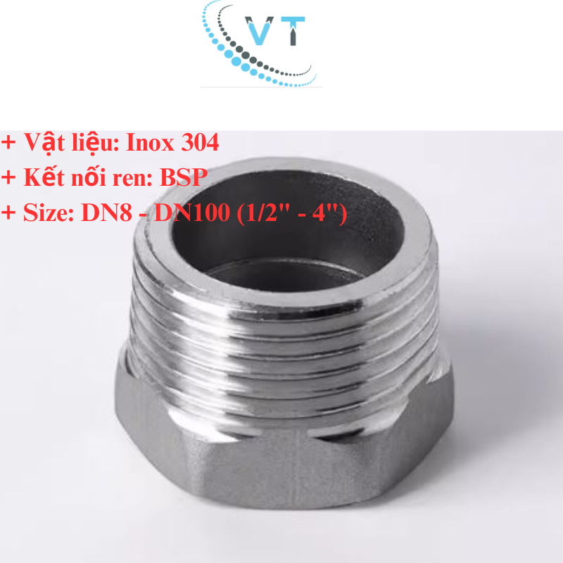 TÊ NỐI REN TRONG INOX 304 phi 13,17,21,27,34,42,49 ,60,76, 90, 114 chất lượng