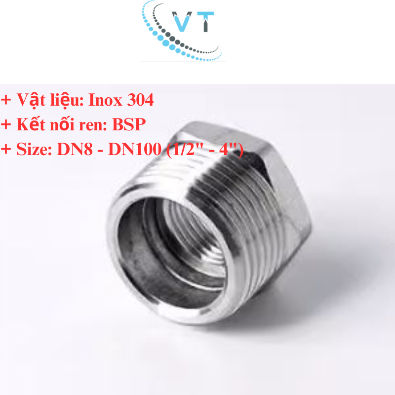 TÊ NỐI REN TRONG INOX 304 phi 13,17,21,27,34,42,49 ,60,76, 90, 114 chất lượng