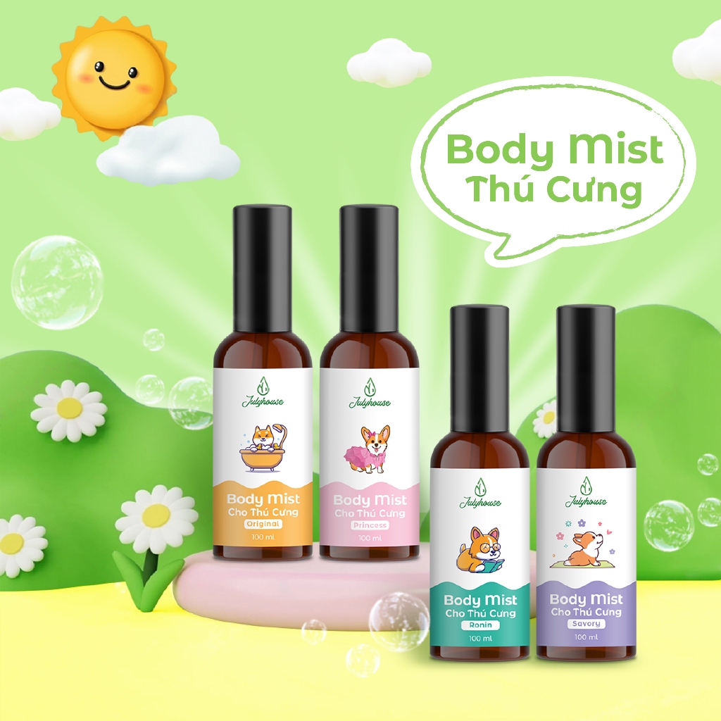 Ảnh Bodymist xịt thơm khử mùi cho chó mèo JULYHOUSE 20ml/100ml dưỡng da lông, thơm lâu hương nước hoa 4