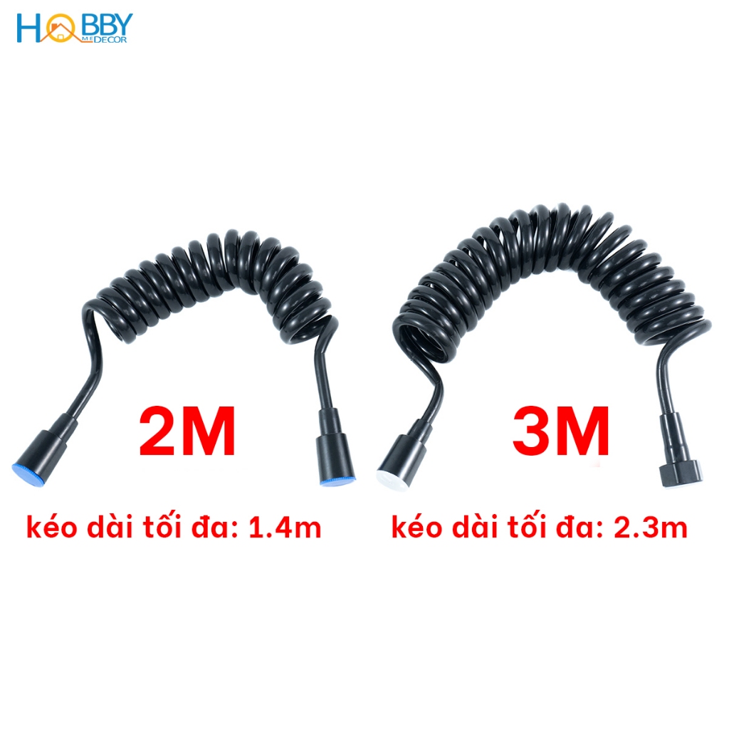 Dây sen lò xo màu đen cho vòi xịt đầu ốc inox 304 Hobby home decor LXD