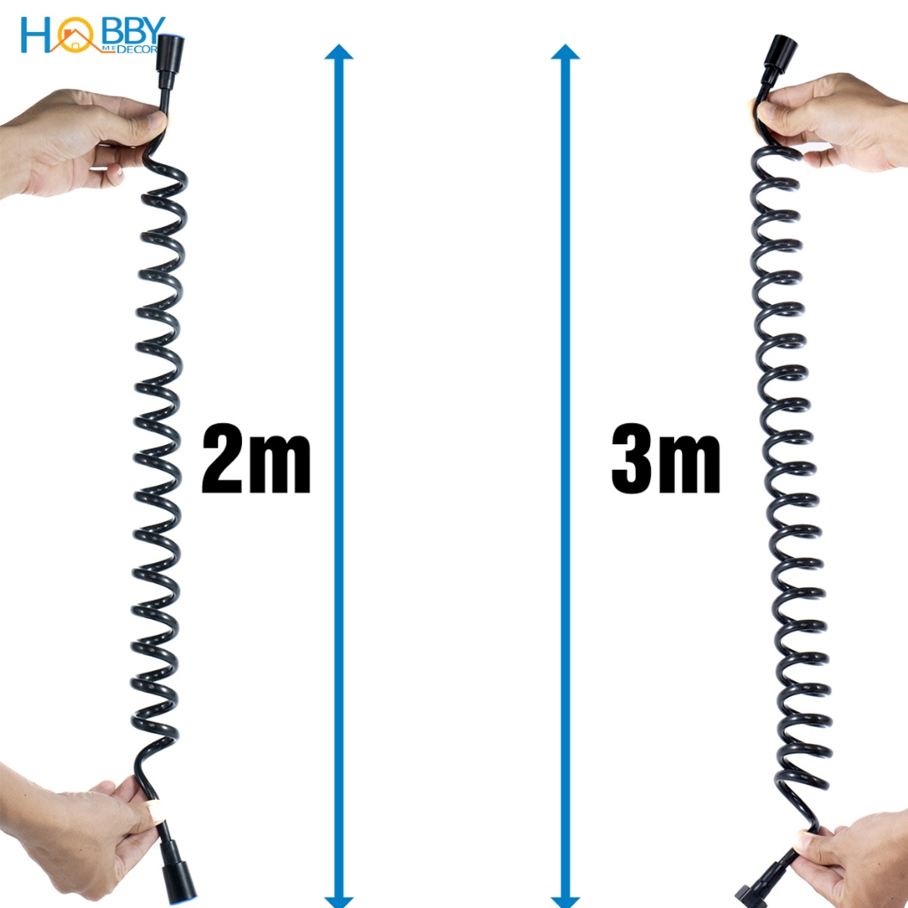 Dây sen lò xo màu đen cho vòi xịt đầu ốc inox 304 Hobby home decor LXD